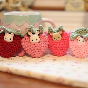 Crochet Strawberry Trinket Keychain