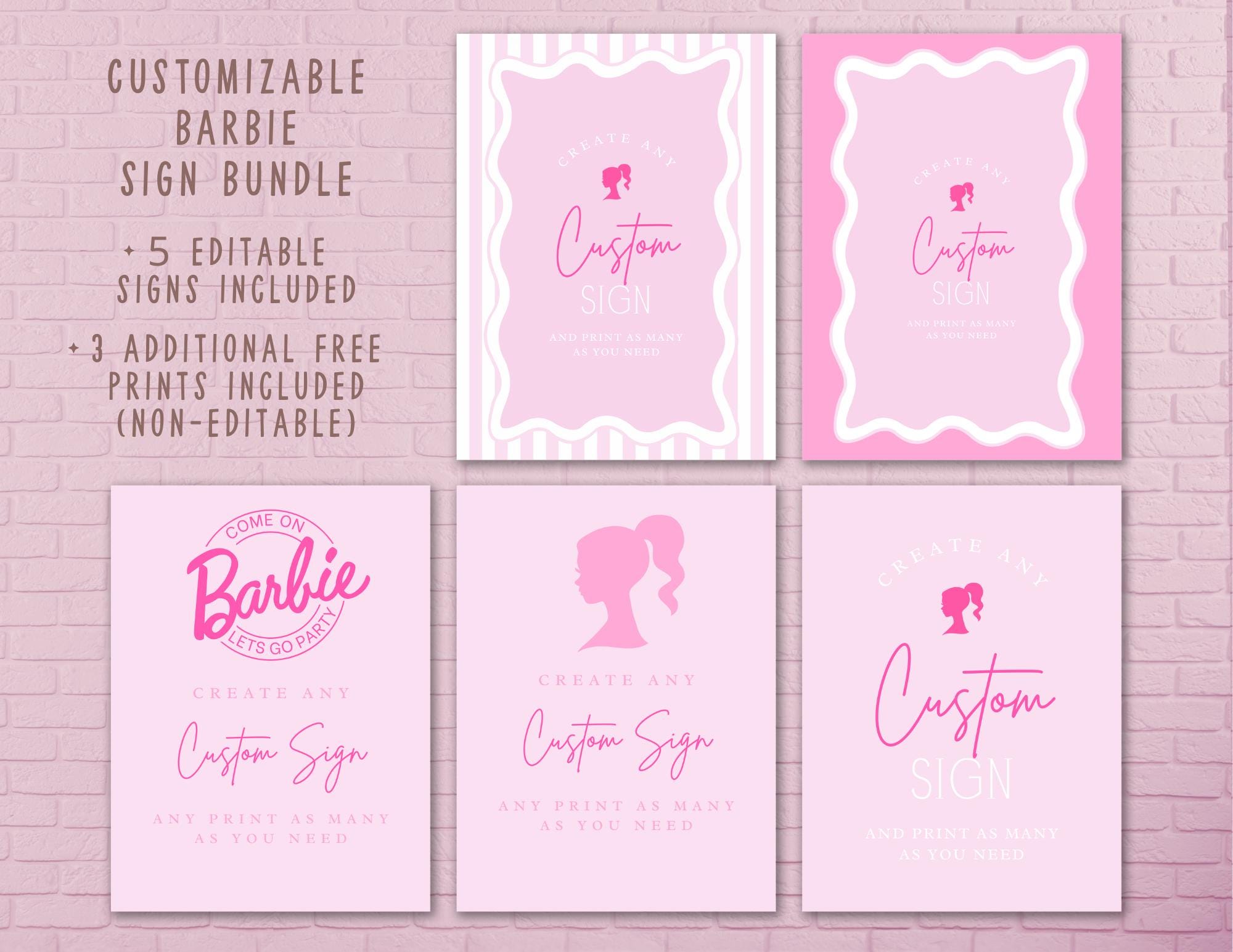 Barbie Birthday Signs | 8x10 | Editable Digital Download - Etsy