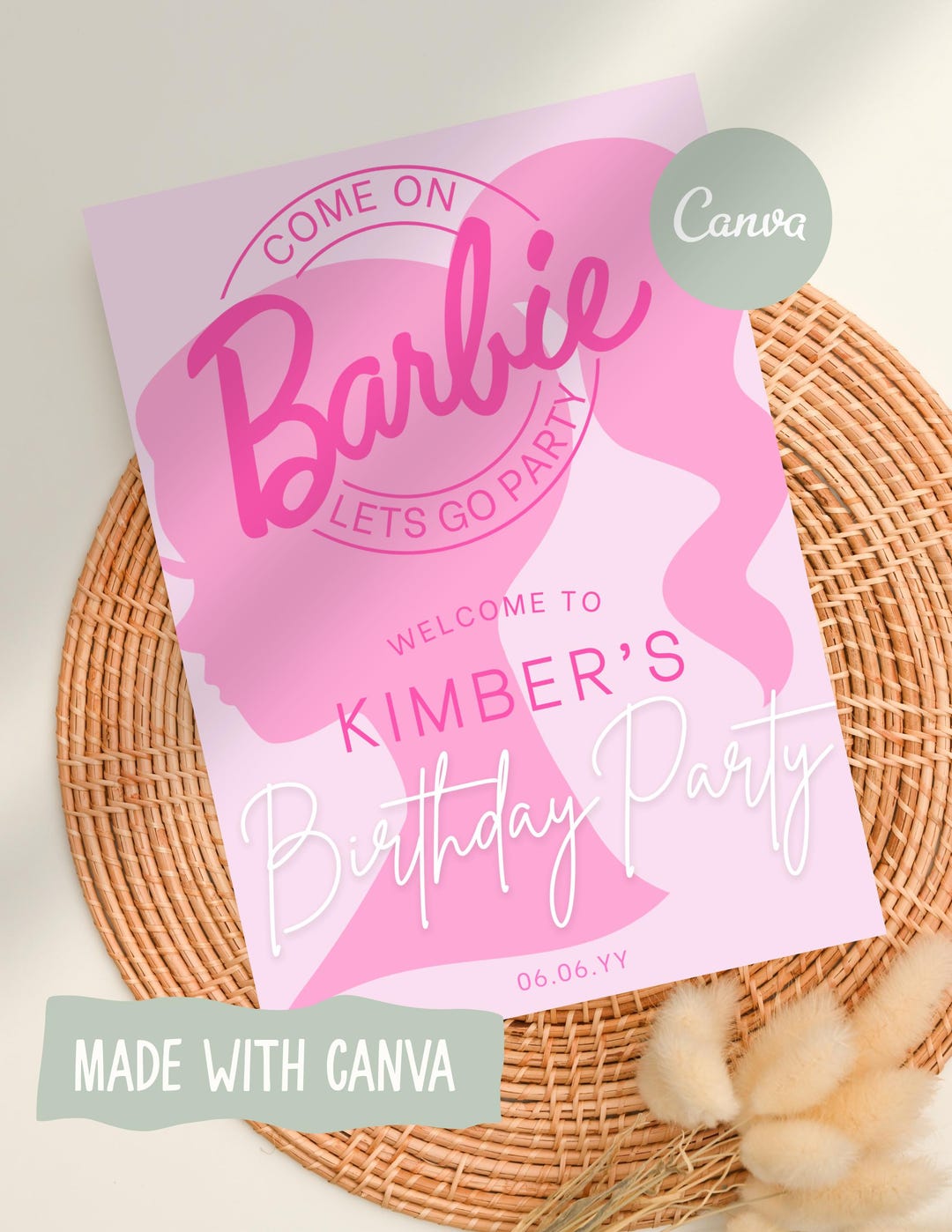 Barbie Welcome Sign | Barbie Birthday Party Welcome Sign | Editable ...