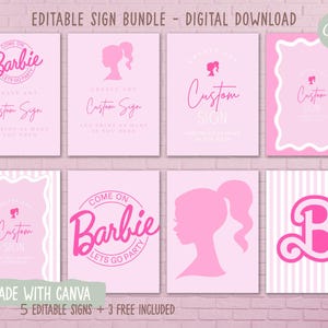 Barbie Birthday Signs | 8x10 | Editable Digital Download