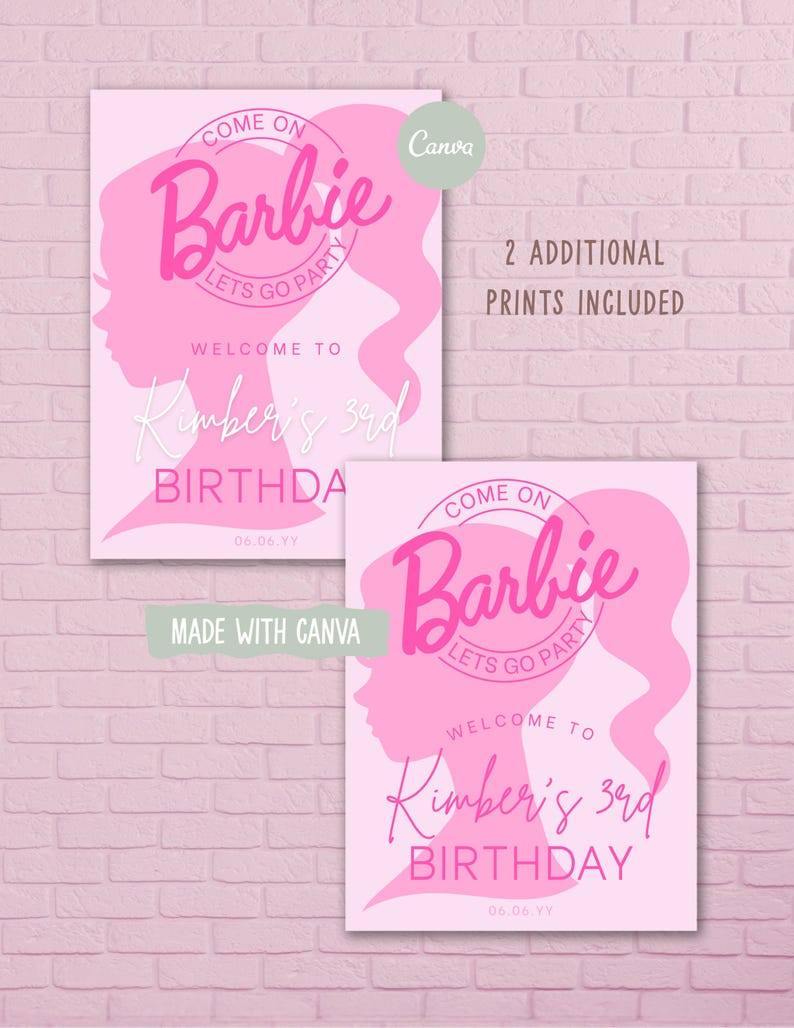 Barbie Welcome Sign | Barbie Birthday Party Welcome Sign | Editable ...