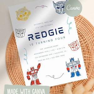 Transformers Birthday Invitation | Editable Digital Download | 5x7