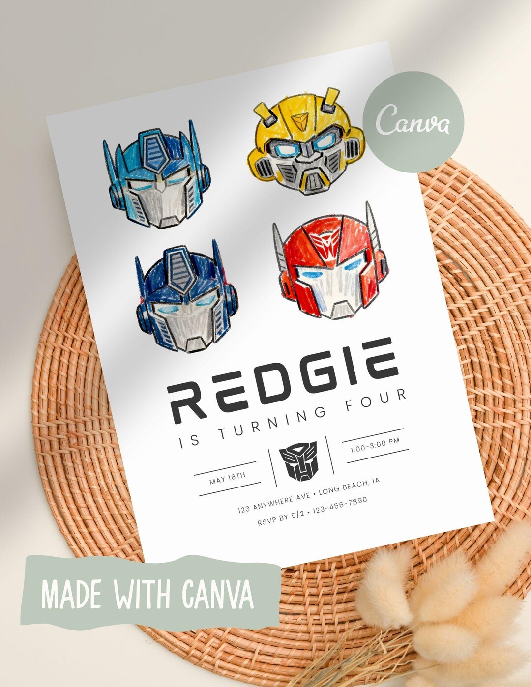 Transformers Invite Transformers Birthday Invite | Editable Digital Download | 5x7 - Etsy