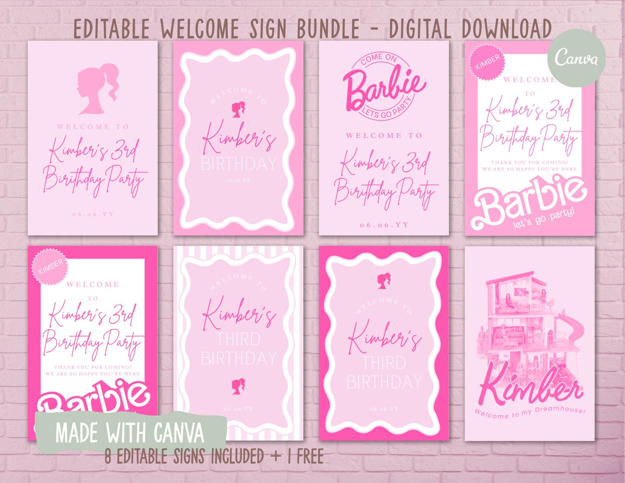 Barbie Birthday Welcome Sign Bundle | 24x36 | Digital Download - Etsy