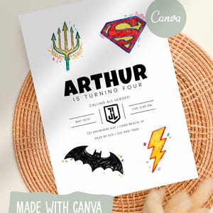 Justice League Birthday Invitation | DC Comics | Editable Digital Download | 5x7