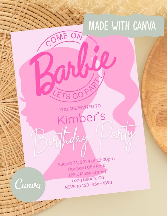 Barbie Birthday Invitation | Editable Digital Download | 5X7