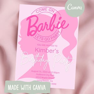 Barbie Birthday Invitation | Editable Digital Download | 5X7 image 3