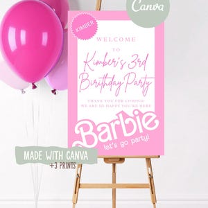 Barbie Birthday Welcome Sign | 24x36 | Editable Digital Download