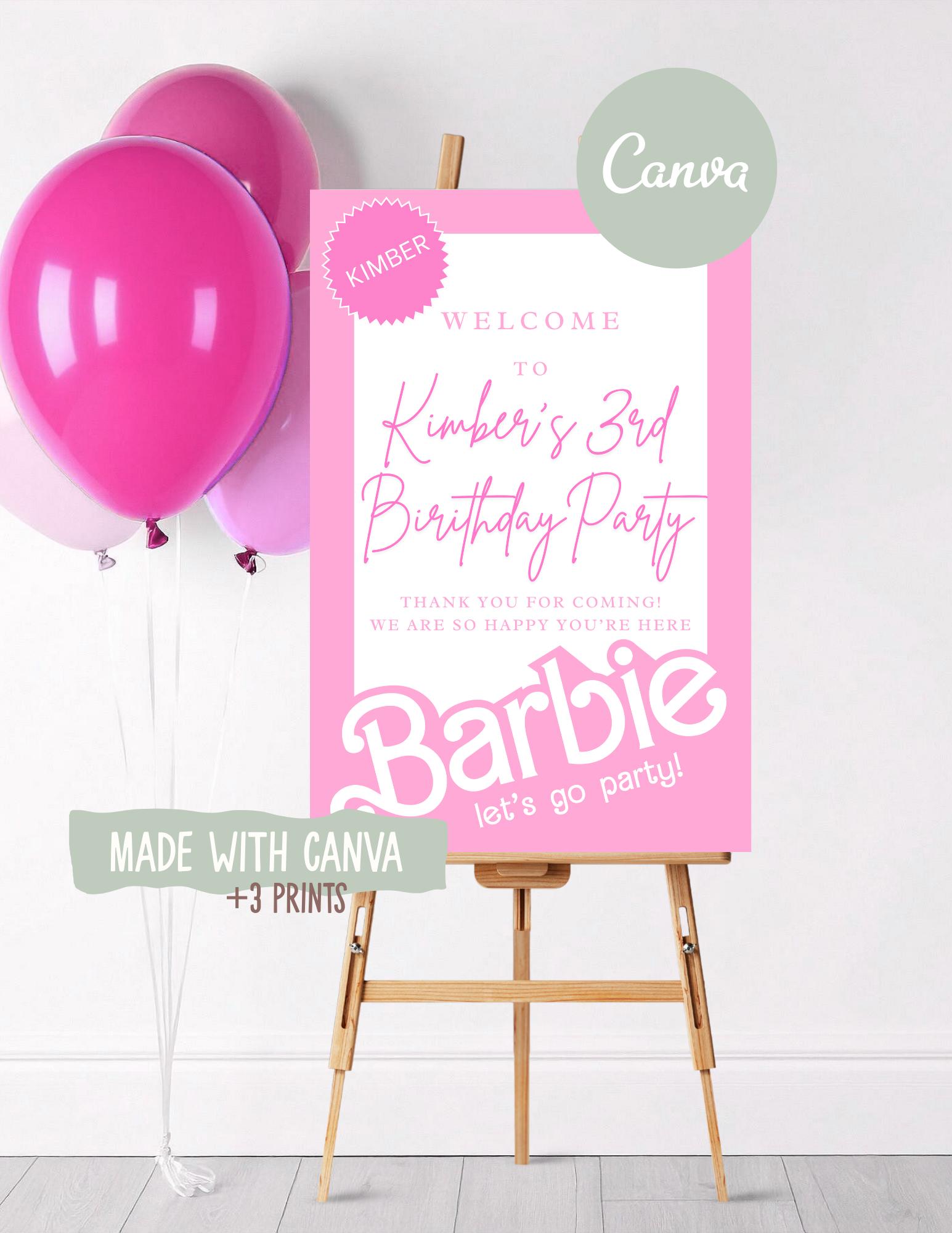 Barbie Birthday Welcome Sign | 24x36 | Editable Digital Download - Etsy