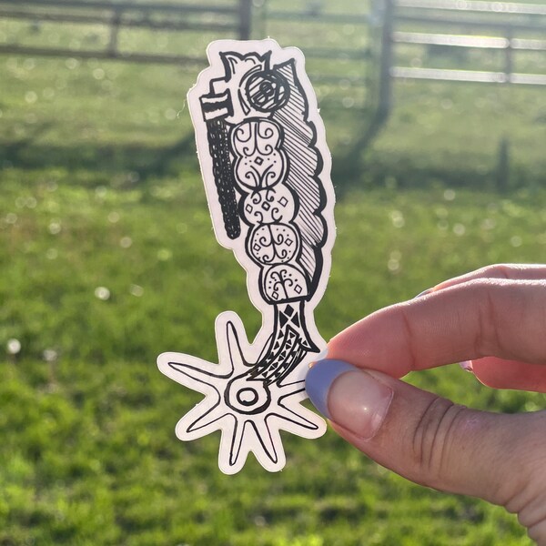 Large Rowel Spur Western Sticker