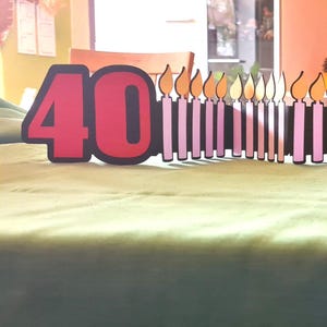 Birthday candle card with 60 glowing candles, not all of which fit on the cake, for ages 50, 60, 70, 80, or 90. Any number is possible.
