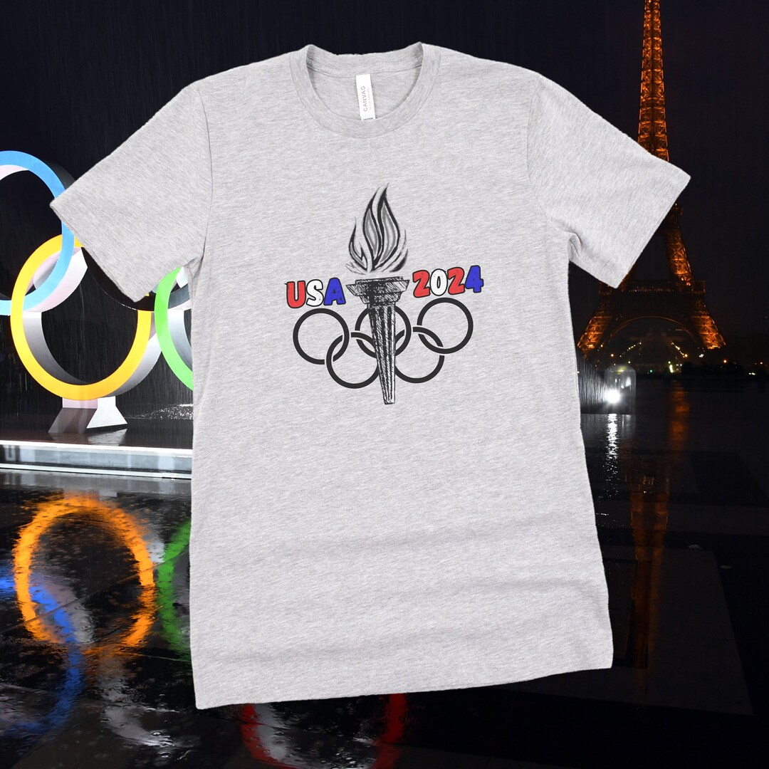 Paris 2024 Olympics Shirt, Graphic USA Top, Olympic Rings Tee, Gift for