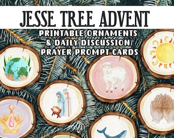 Printable Jesse Tree Advent Ornaments, Christian Advent Cards, Christmas Advent for the family pdf, Jesse Tree Symbols