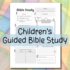Printable Childrens bible study worksheet, family bible study for kids, guided bible study journal pages for child, pdf