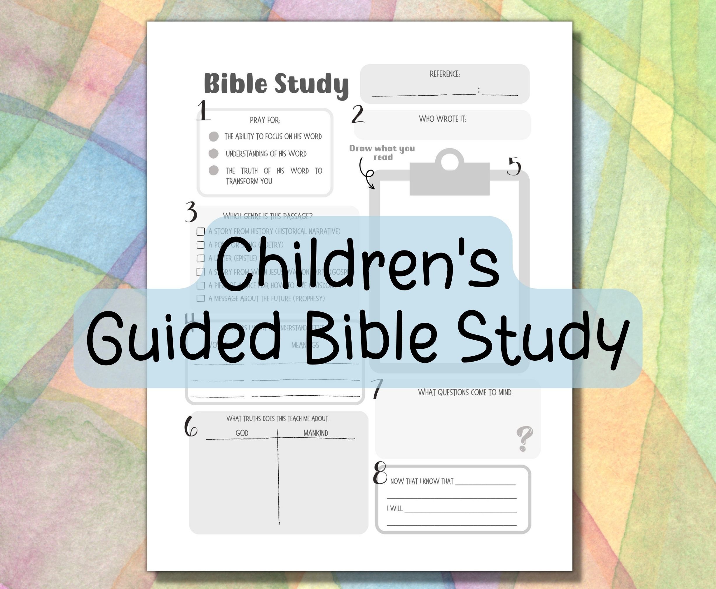 Printable childrens bible study worksheet family bible study for kids