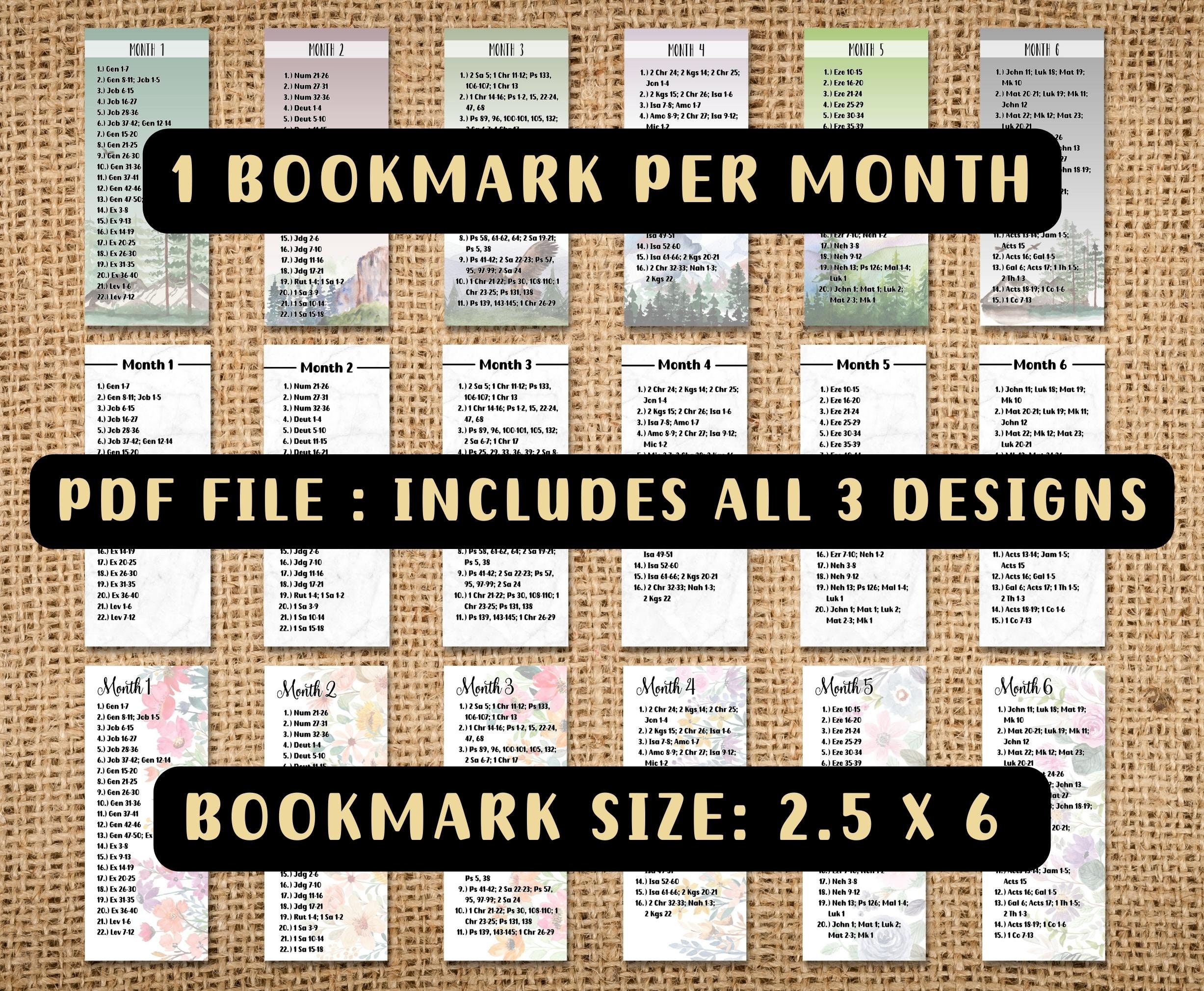 Printable 6 Month Bible Reading Plan, Set of Six Chronological Bible ...
