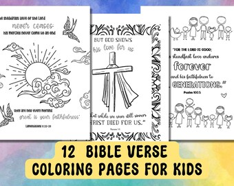 Páginas para colorear de versículos bíblicos imprimibles para niños, hojas para colorear cristianas para niños, colorear las Escrituras para imprimir