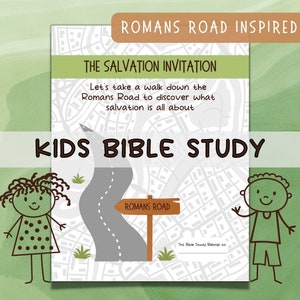 Printable Childrens Bible Study Pages, Romans Road Worksheets, Family Bible Study for Kids, Salvation Workbook