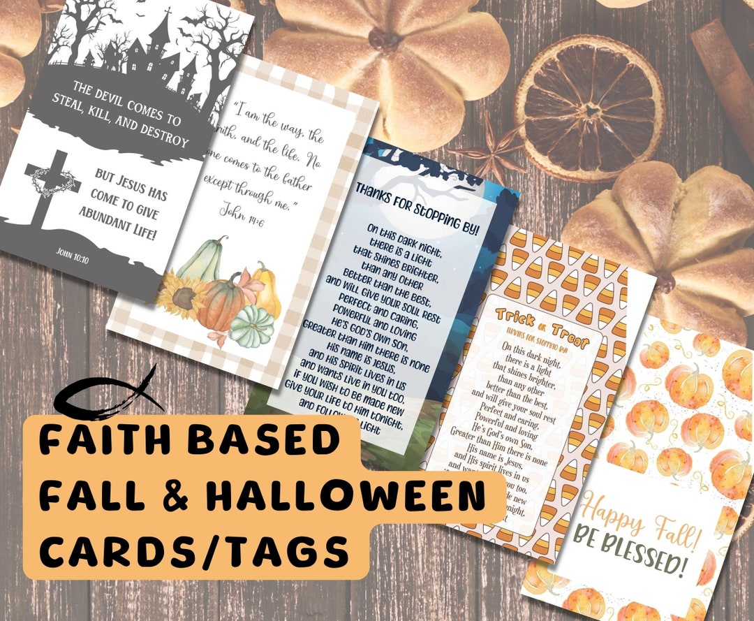 Printable Christian Halloween Bible Verse Cards, Trick or Treat Tracts, Autumn Gift Tags to ...