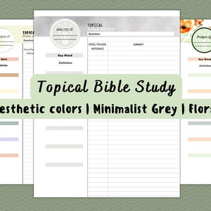 printable topical bible study template for themed study of the bible to print, digital download study guide, outline for bible topic study