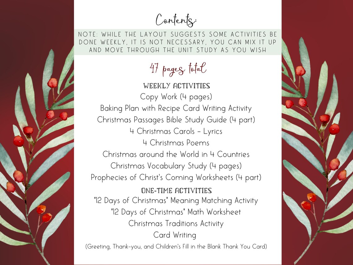 Printable Christian Christmas Unit Study for Homeschool Families, Faith ...