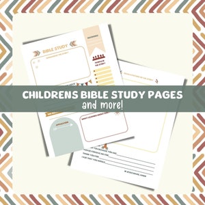 Hoja de trabajo de estudio bíblico para niños imprimible, páginas de un diario de estudio bíblico guiado, registro de versículos de memoria para niños, hojas de trabajo de historias bíblicas en PDF