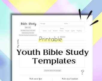Printable teens bible study worksheets, youth bible study resources for beginners, pdf print at home pages, verse study guide