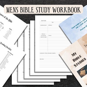 Printable Mens Bible study workbook for beginners, simple bible study guides for daily devotionals, simple bible journal pages