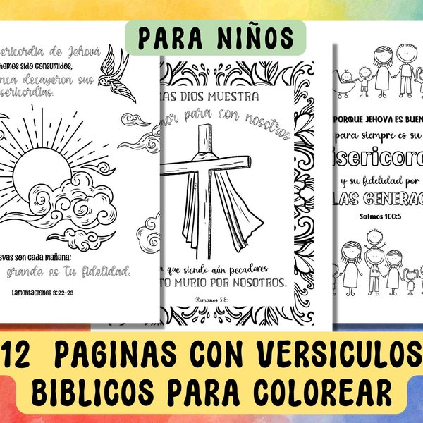 Printable Spanish Bible Verse Coloring Pages for Kids, Christians Coloring Sheets for Children, Color in Scripture to Print