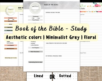Plantilla de estudio del libro de la Biblia, descarga digital, esquema de la guía de estudio bíblico para imprimir, hoja de trabajo imprimible del perfil del libro.