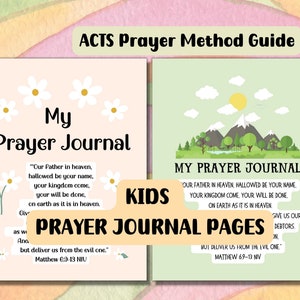 Páginas imprimibles del diario de oración para niños, hoja de trabajo de la guía del método de oración de actos para niños, descarga digital de la lista de solicitudes de oración para niños