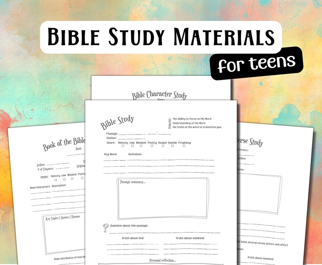 Printable Teens Bible Study Worksheets, Youth Bible Study Resources for