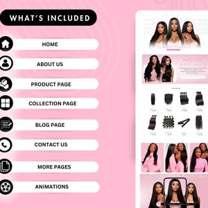 Shopify Luxury Hair Website Template , Premade Hair Website, Shopify Website Theme, Hair Stock Images, Canva, Instant Download image 5