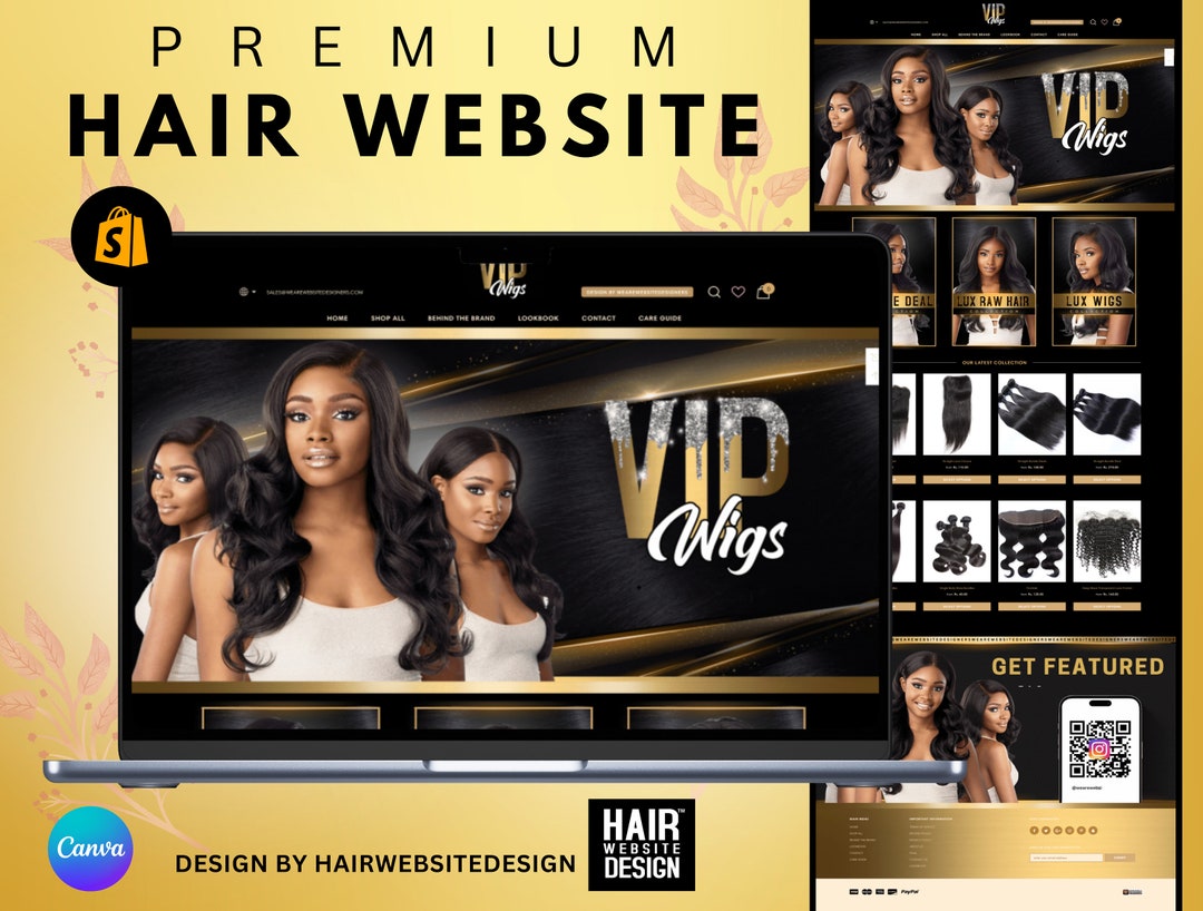 Hair site Design Hair Extensions site Design Premade Etsy