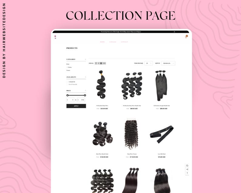 Shopify Luxury Hair Website Template , Premade Hair Website, Shopify Website Theme, Hair Stock Images, Canva, Instant Download image 8