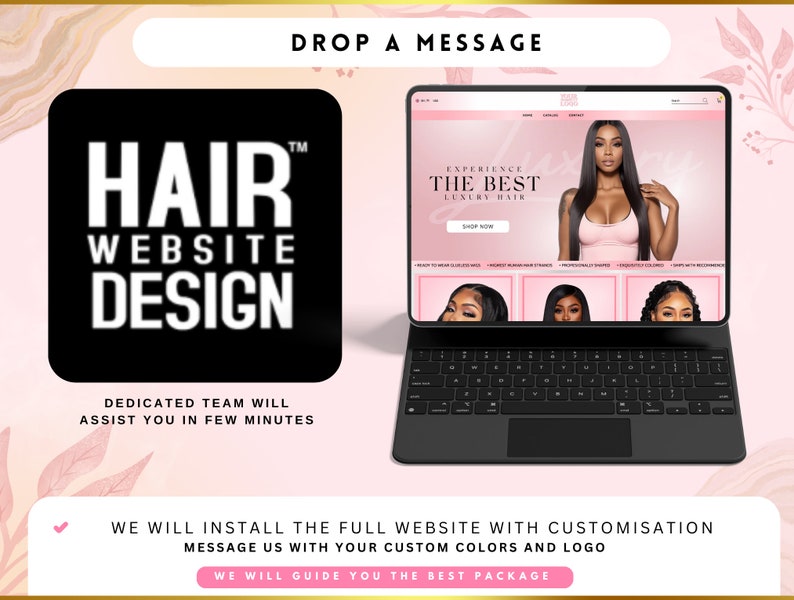 Hair site Design Hair Extensions site Design Premade Etsy