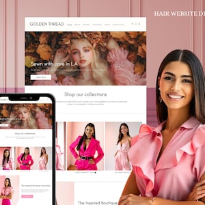 Golden Thread Boutique - A Chic Pink Shopify Theme | Feminine & Modern Fashion Template | Ready to Use Website Template
