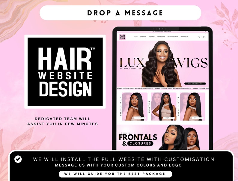 Hair Website Design, Hair Extensions Website Design, Premade Website ...