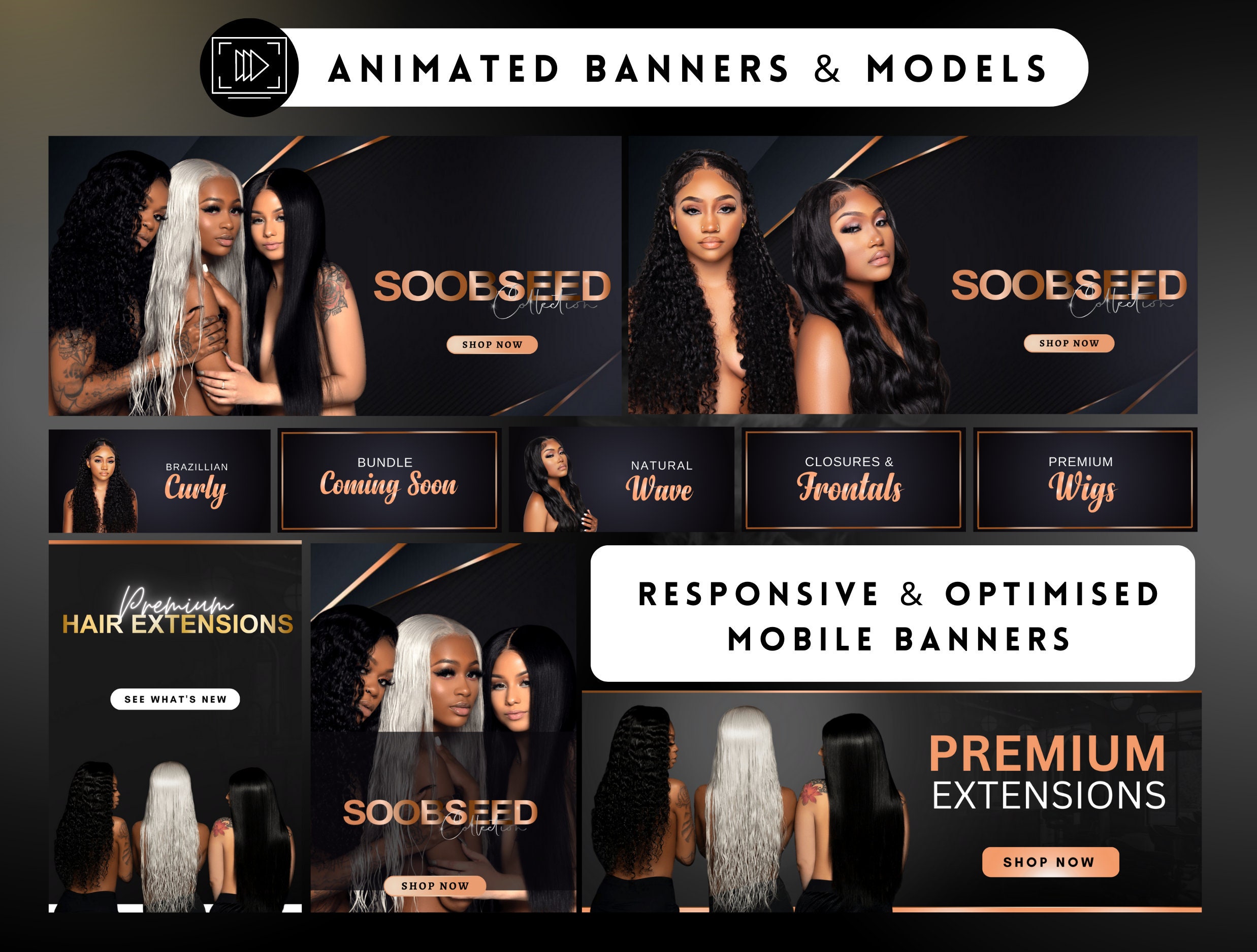 Hair site Design Hair Extensions site Design Premade Etsy