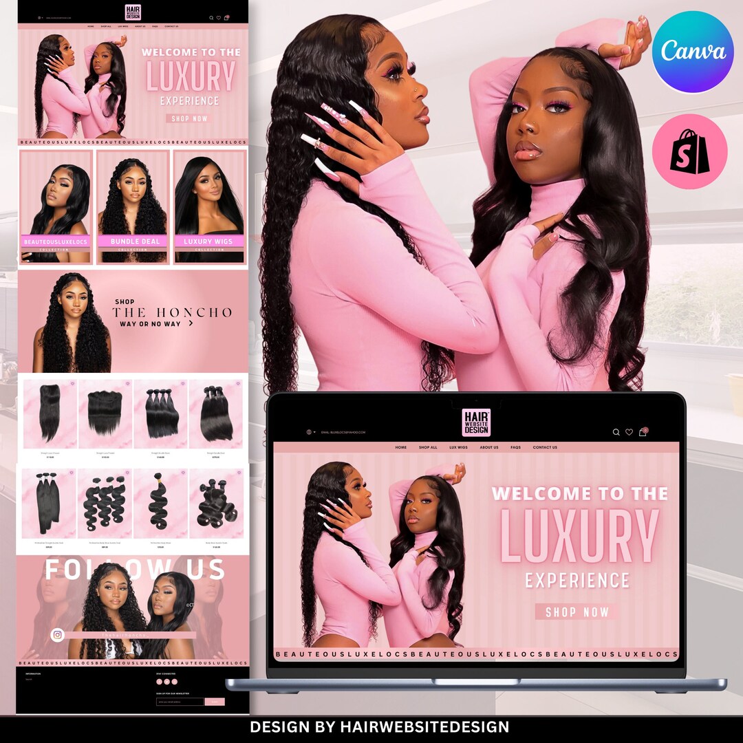 Hair site Design, Hair Extensions site Design, Premade site