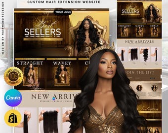 Shopify Luxury Hair Website Template , Premade Hair Website, Shopify Website Theme, Hair Stock Images, Canva, Instant Download