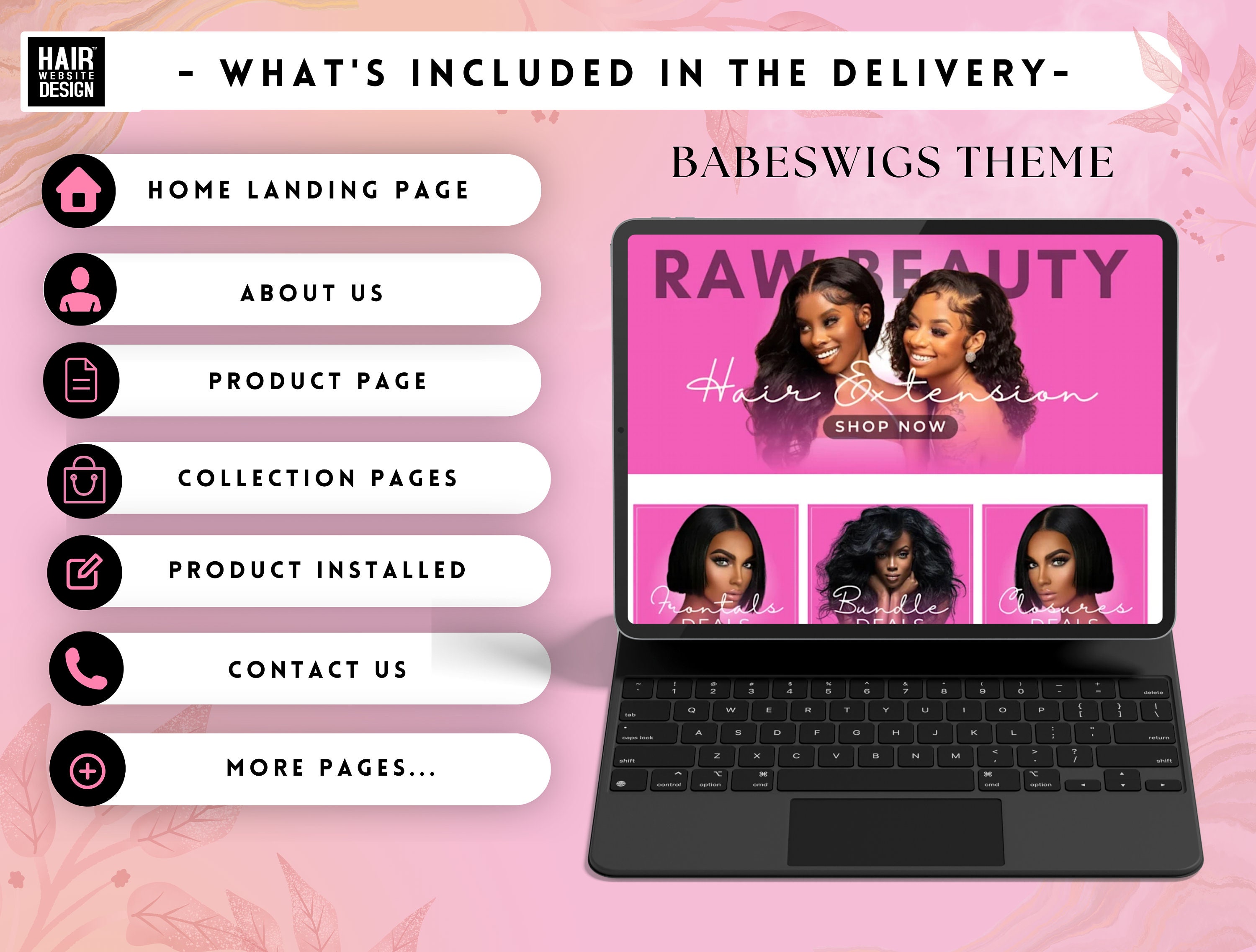 Hair site Design, Hair Extensions site Design, Premade site