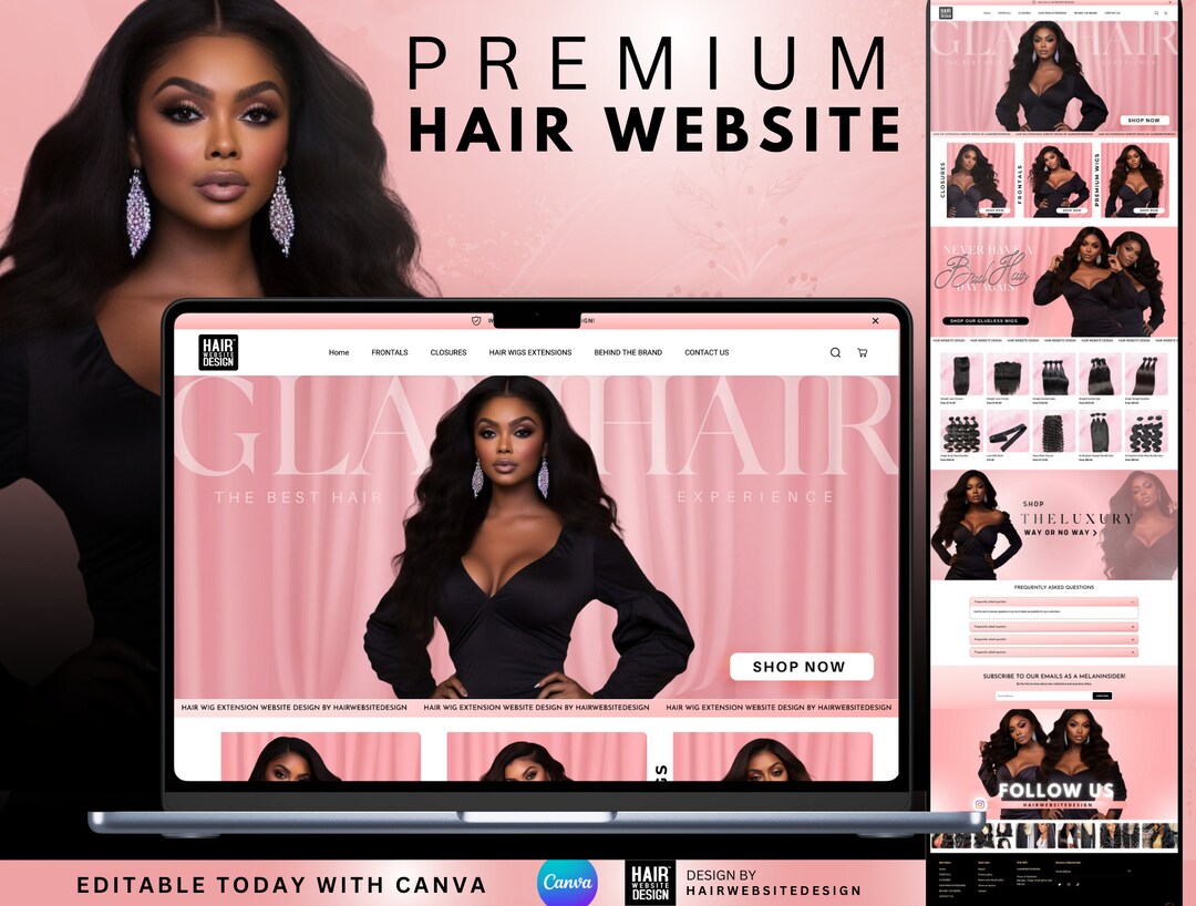 Hair site Design, Hair Extensions site Design, Premade site