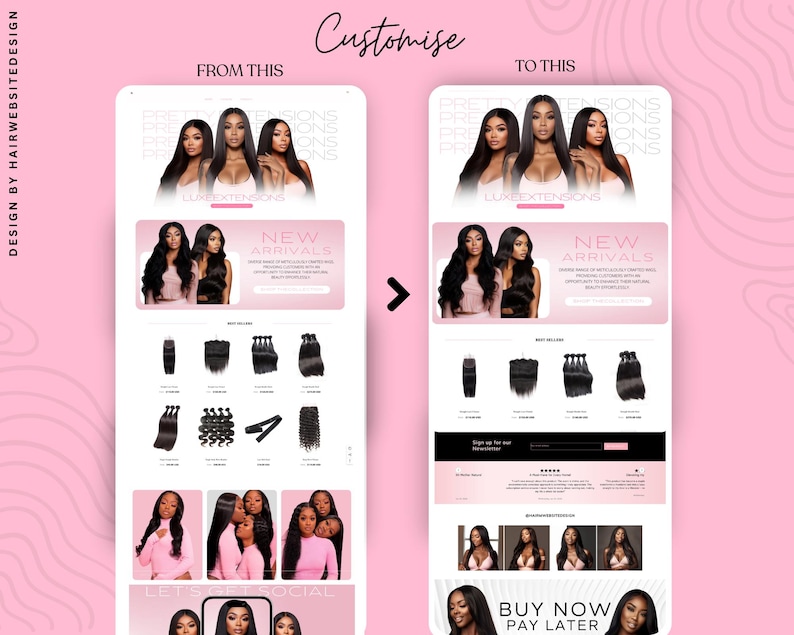 Shopify Luxury Hair Website Template , Premade Hair Website, Shopify Website Theme, Hair Stock Images, Canva, Instant Download image 6