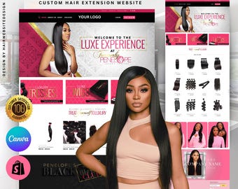 Shopify Luxury Hair Website Template , Premade Hair Website, Shopify Website Theme, Hair Stock Images, Canva, Instant Download