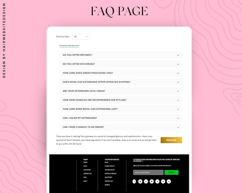 Shopify Luxury Hair Website Template , Premade Hair Website, Shopify Website Theme, Hair Stock Images, Canva, Instant Download image 9