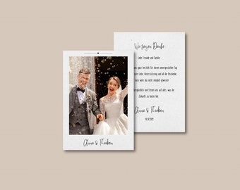 Personalisierte Dankeskarte zur Hochzeit im Polaroid-Design