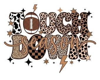 Touchdown Season PNG Football Season Retro Football PNG Funny Football Mom png Game Day png Touch Down Football PNG Leopard Print png