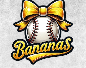 Bananas coquette bow lovers Baseball PNG, Funny Bananas lovers Baseball SVG Sublimation,  Printable Shirt Apparel, Digital Download