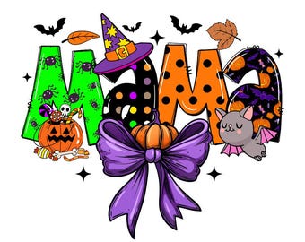 Adrette Halloween Mama PNG, Gruseliges Skelett Mama Design, Retro süße Halloween Mama PNG, lustige gruselige Saison PNG, Halloween Shirt Sublimation
